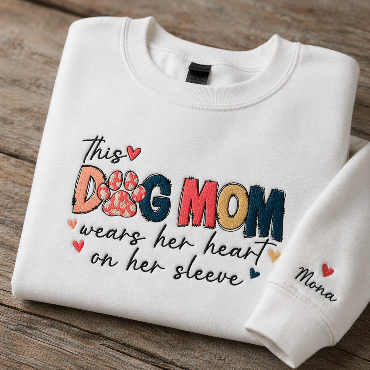 Personalized Dog Mom Embroidered Sweatshirt